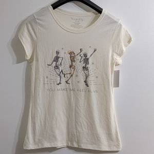 Women's You Make Me Feel Alive Skeleton Dancing T-Shirt, Size XXL(19),NWT
